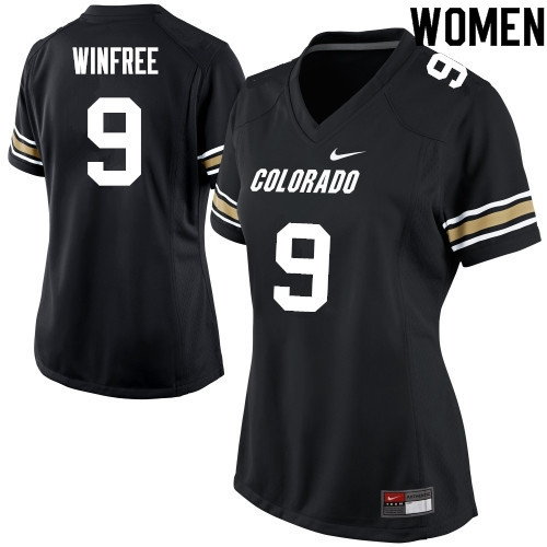 Women #9 Juwann Winfree Colorado Buffaloes College Football Jerseys Sale-Black
